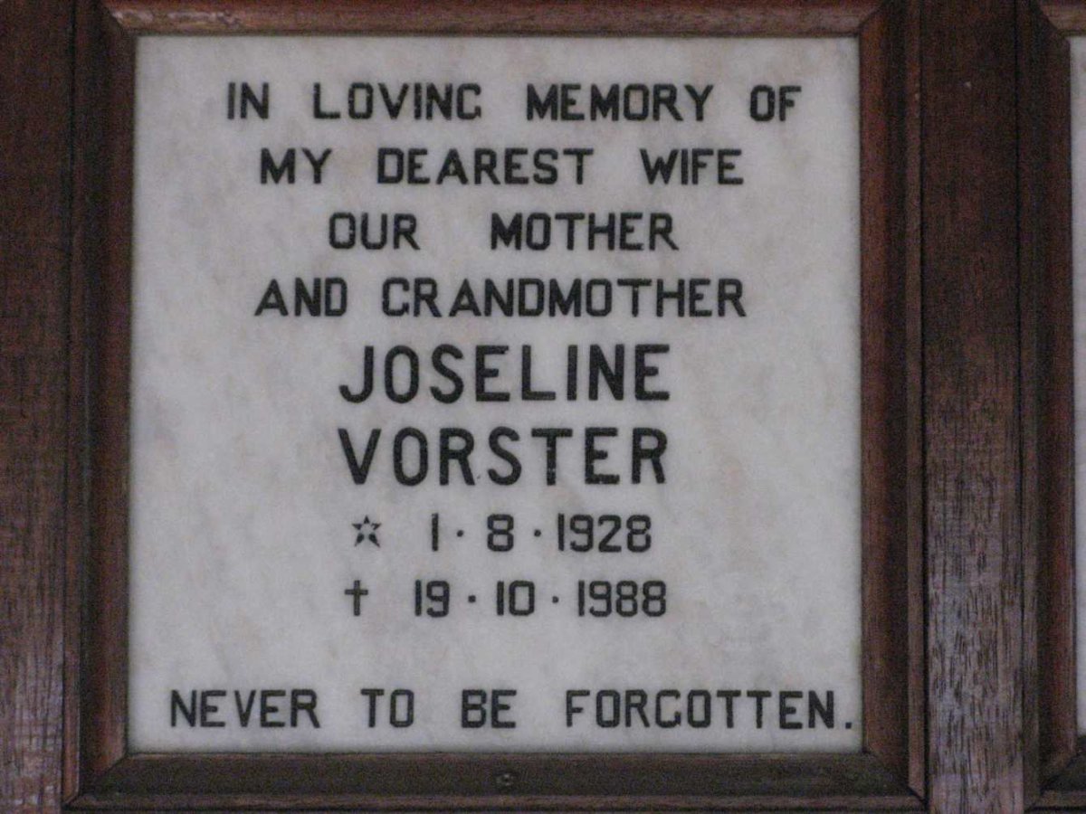 VORSTER Joseline 1928-1988