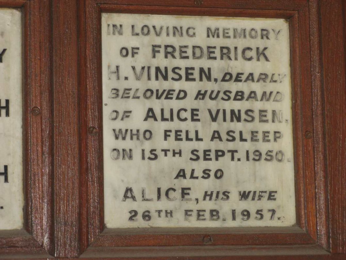 VINSEN Frederick H. -1950 &amp; Alice -1957