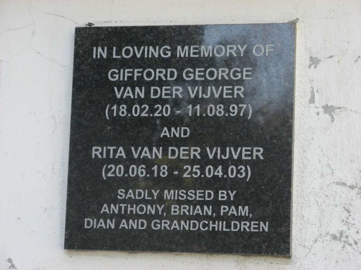 VIJVER Gifford George, van der 1920-1997 &amp; Rita 1918-2003
