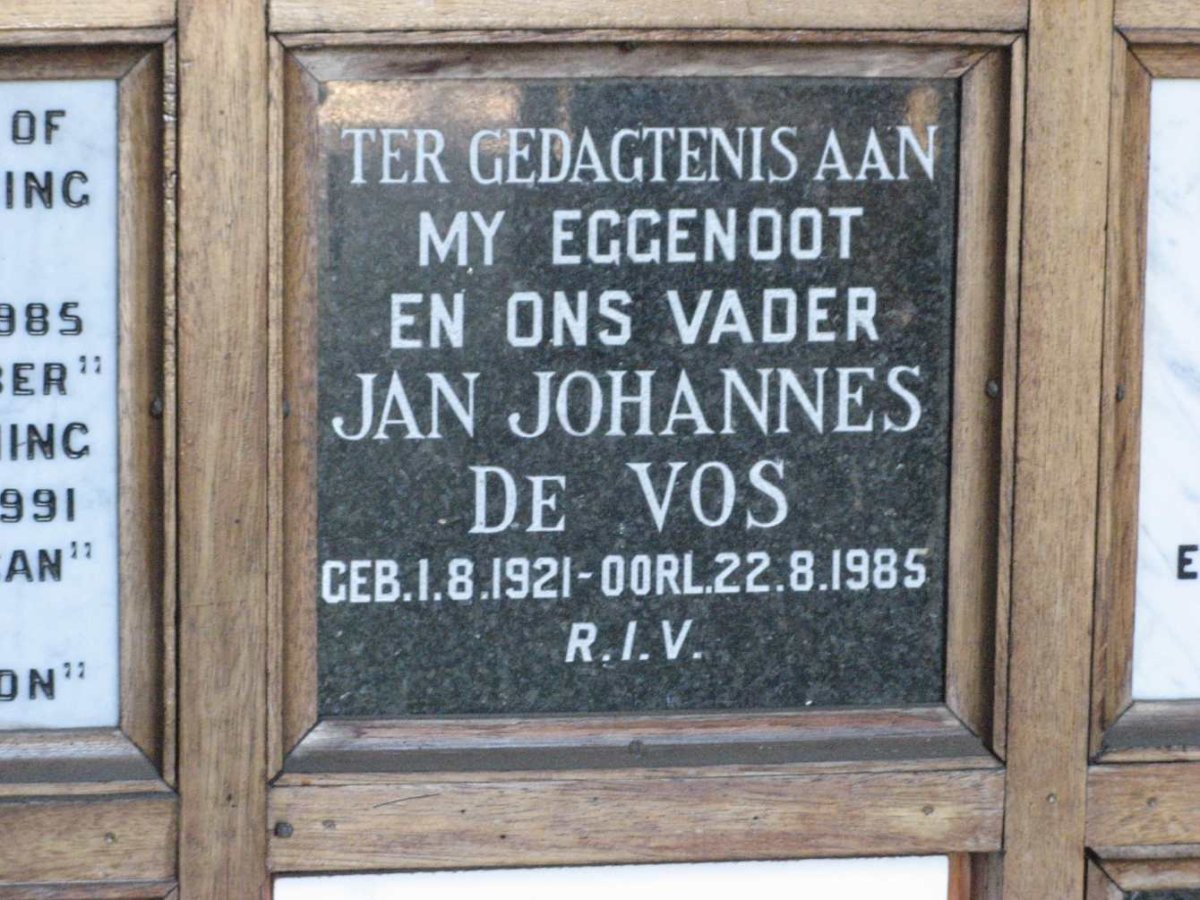 VOS Jan Johannes, de 1921-1985