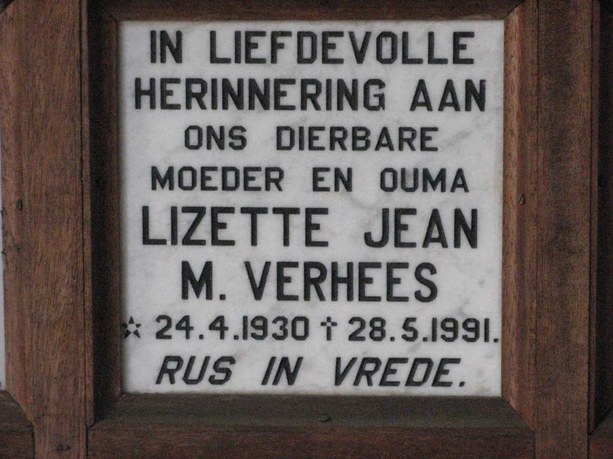 VERHEES Lizette Jean M. 1930-1991