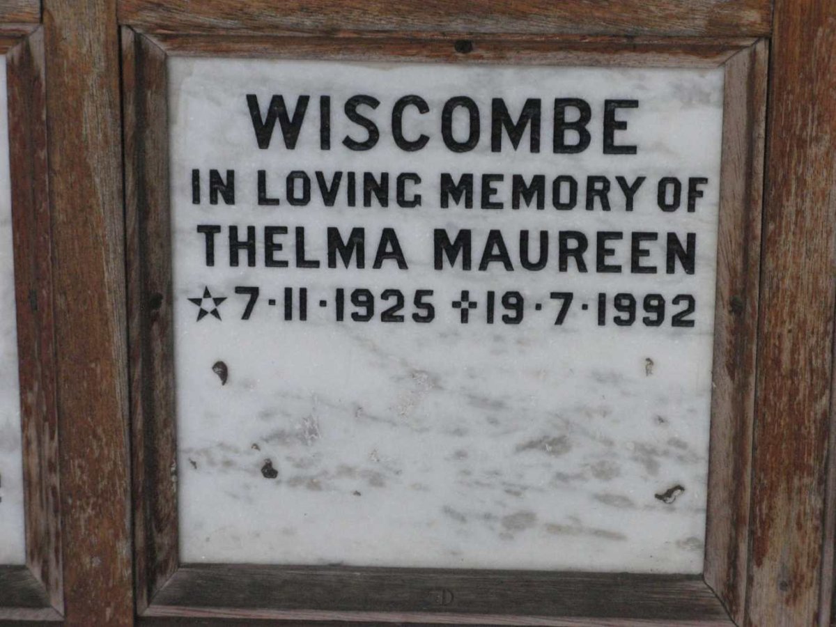 WISCOMBE Thelma Maureen 1925-1992