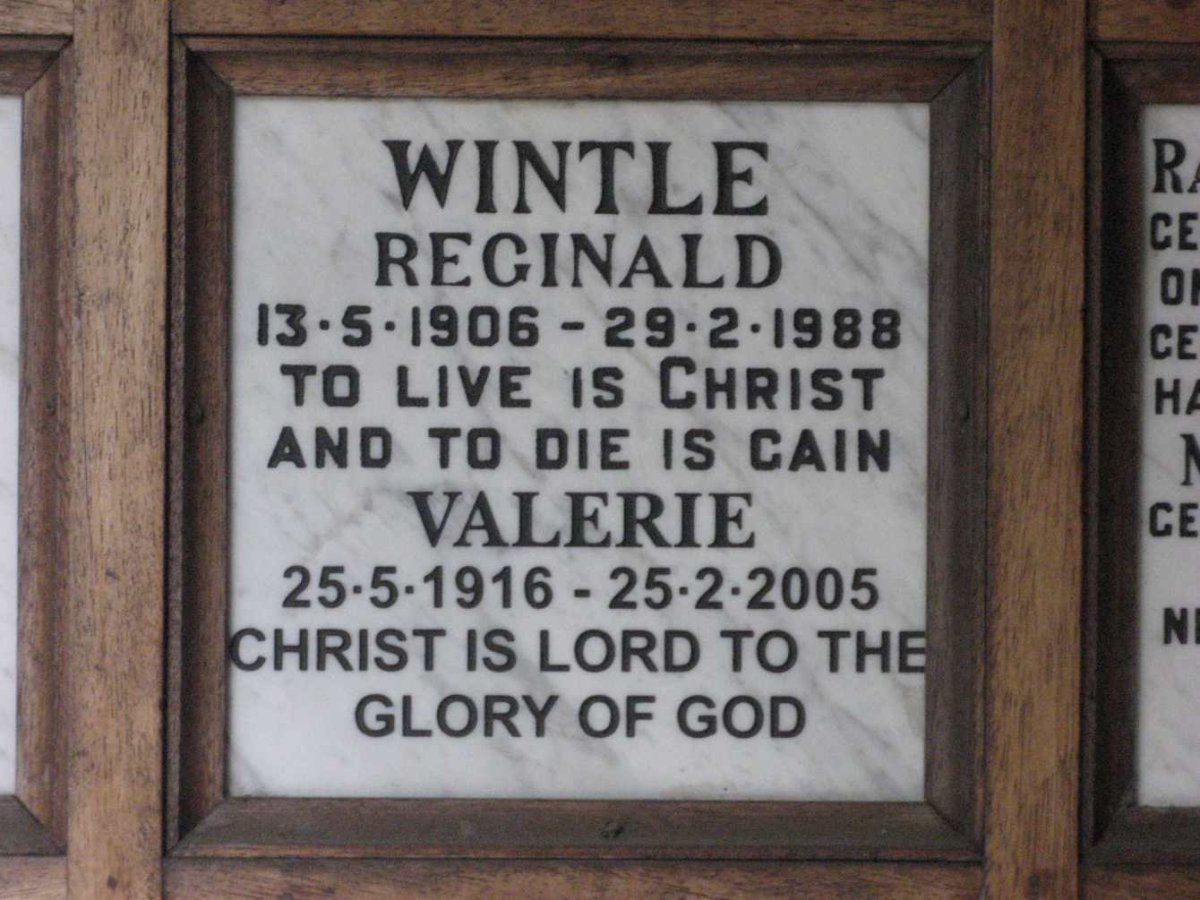 WINTLE Reginald 1906-1988 &amp; Valerie 1916-2005