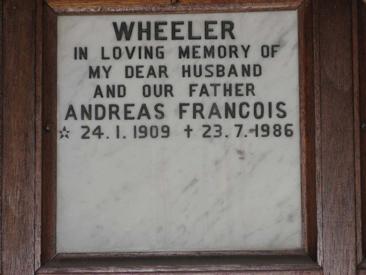 WHEELER Andreas Francois 1909-1986