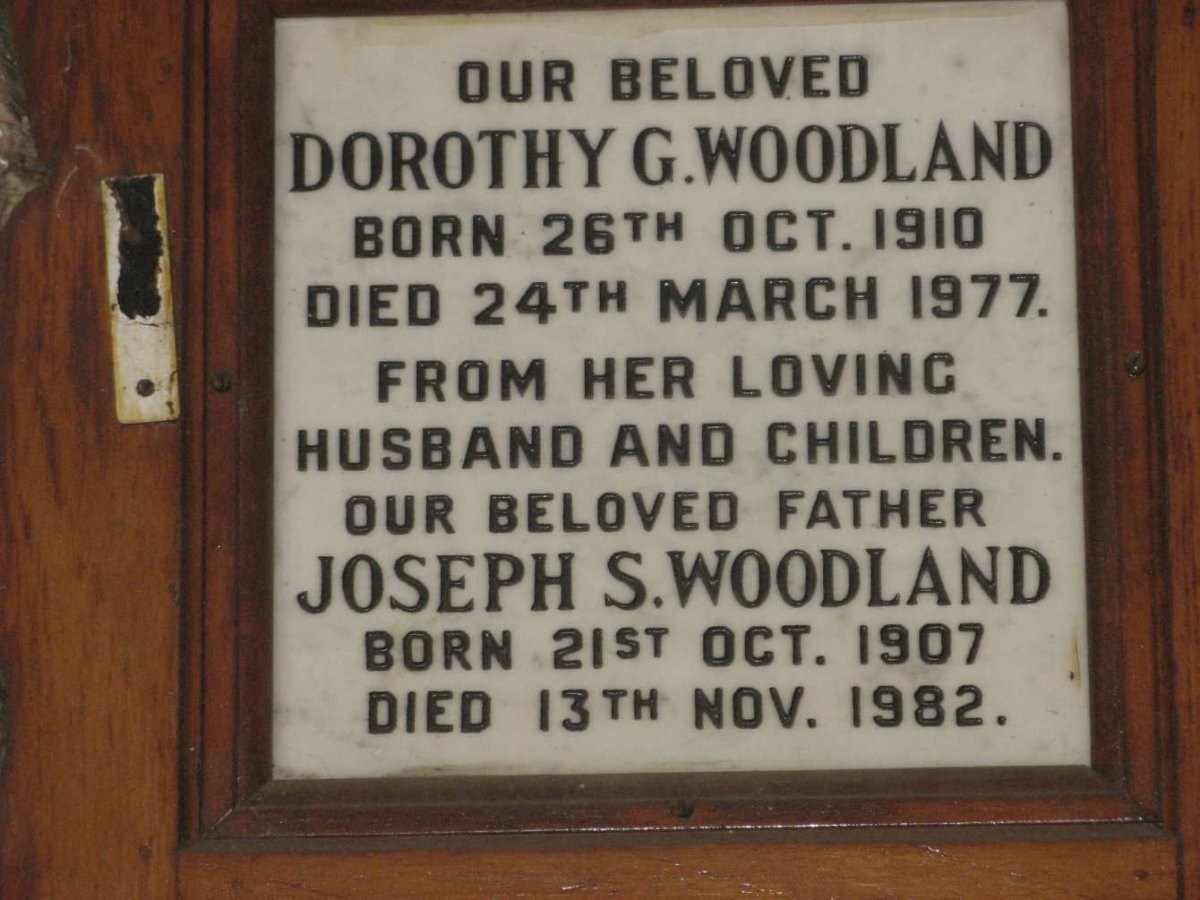 WOODLAND Joseph S. 1907-1982 &amp; Dorothy G. 1910-1977