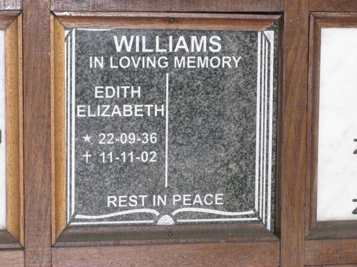 WILLIAMS Edith Elizabeth 1936-2002