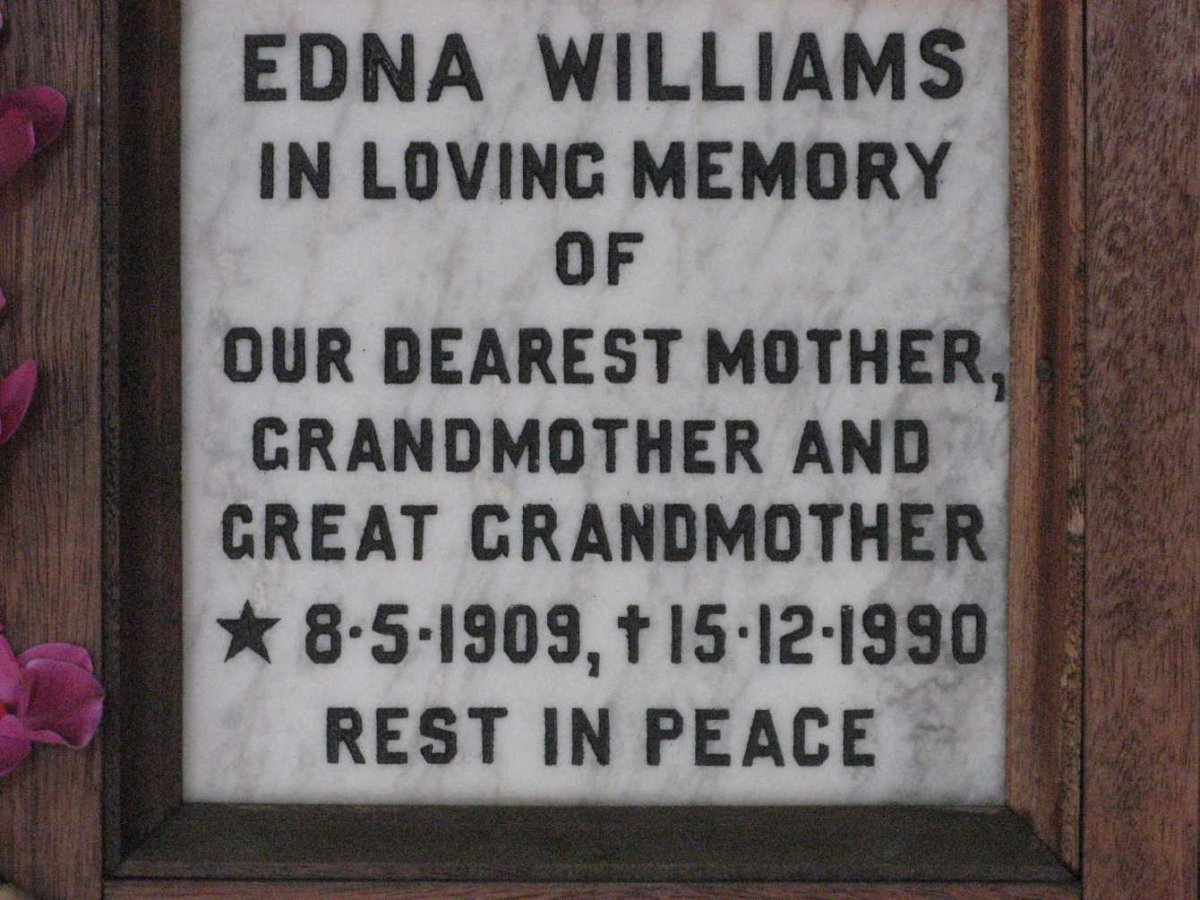 WILLIAMS Edna 1909-1990