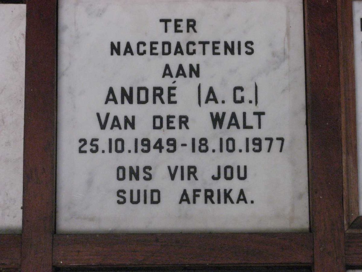 WALT A.G., van der 1949-1977