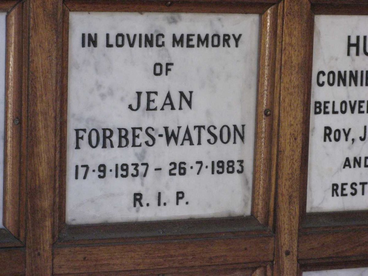 WATSON Jean, FORBES 1937-1983