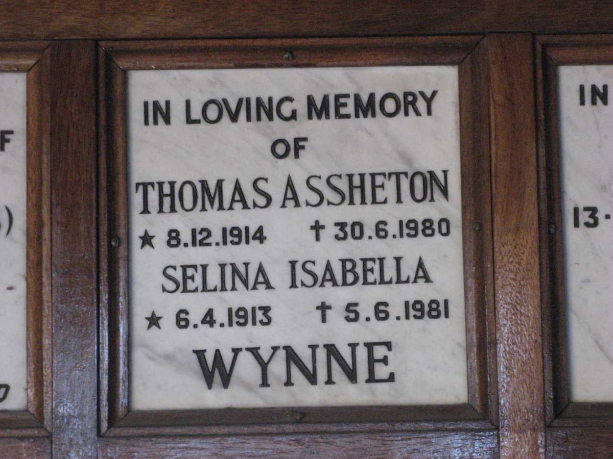 WYNNE Thomas Assheton 1914-1980 &amp; Selina Isabella 1913-1981