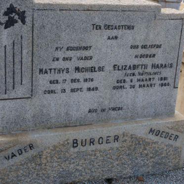 BURGER Matthys Michielse 1876-1949 &amp; Elizabeth Marais nee NöTHLING 1881-1960