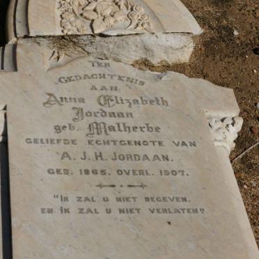 JORDAAN Anna Elizabeth nee MALHERBE 1865-1907