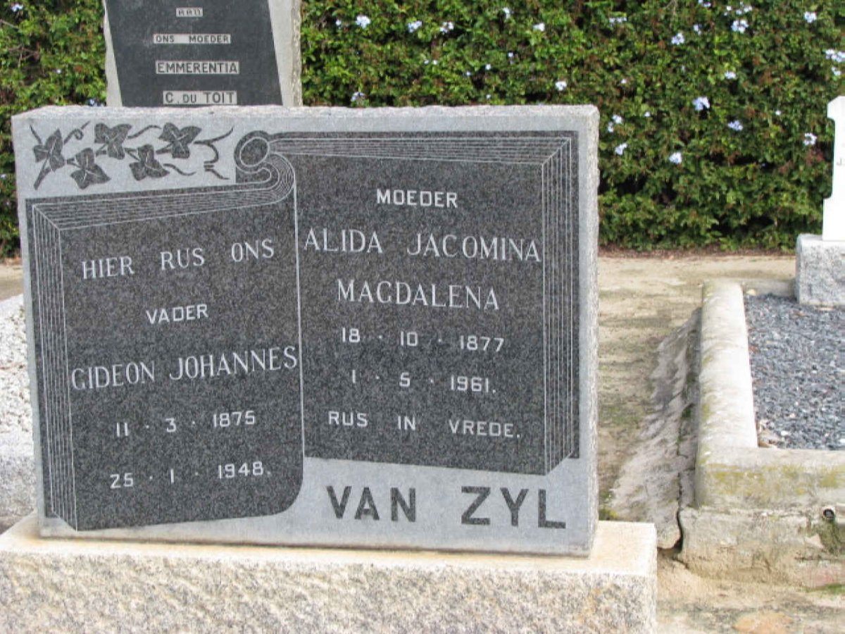 ZYL Gideon Johannes, van 1875-1948 &amp; Alida Jacomina Magdalena 1877-1961