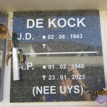 KOCK J.D., de 1943- & A.P. UYS 1946-2023
