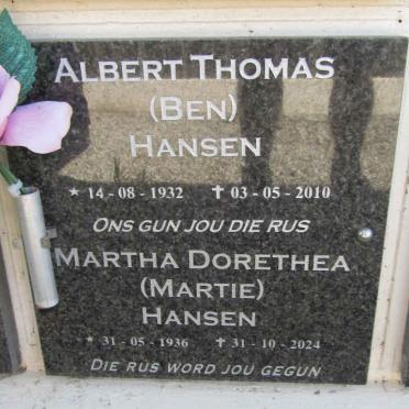 HANSEN Albert T. 1932-2010 & Martha D. 1936-2023