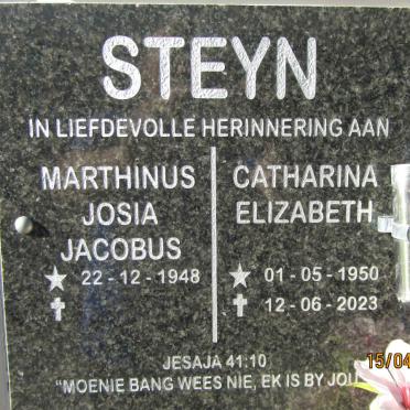 STEYN Marthinus Josia Jacobus 1948 - & Catharina Elizabeth 1950-2023