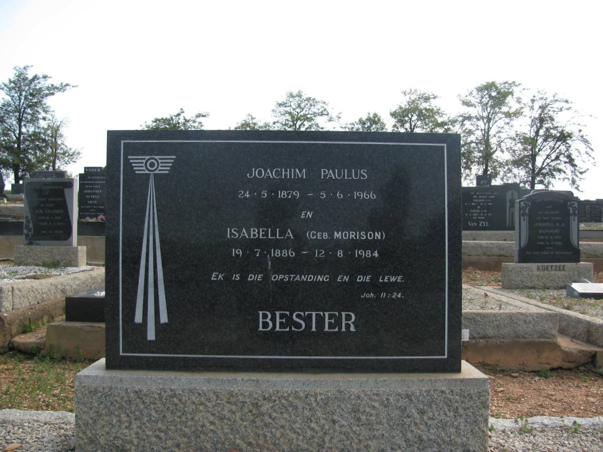 BESTER Joachim Paulus 1879-1966 &amp; Isabella MORISON 1886-1984