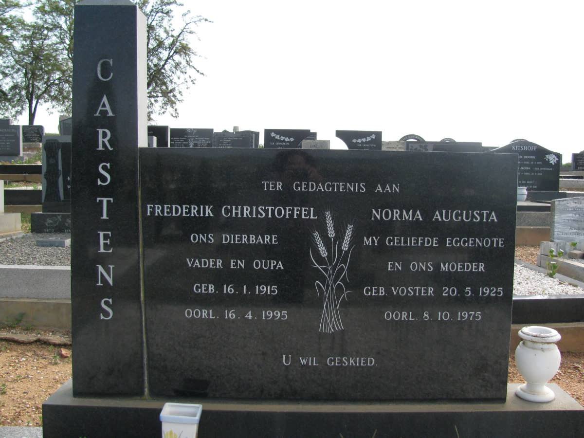 CARSTENS Frederik Christoffel 1915-1995 &amp; Norma Augusta VOSTER 1925-1975
