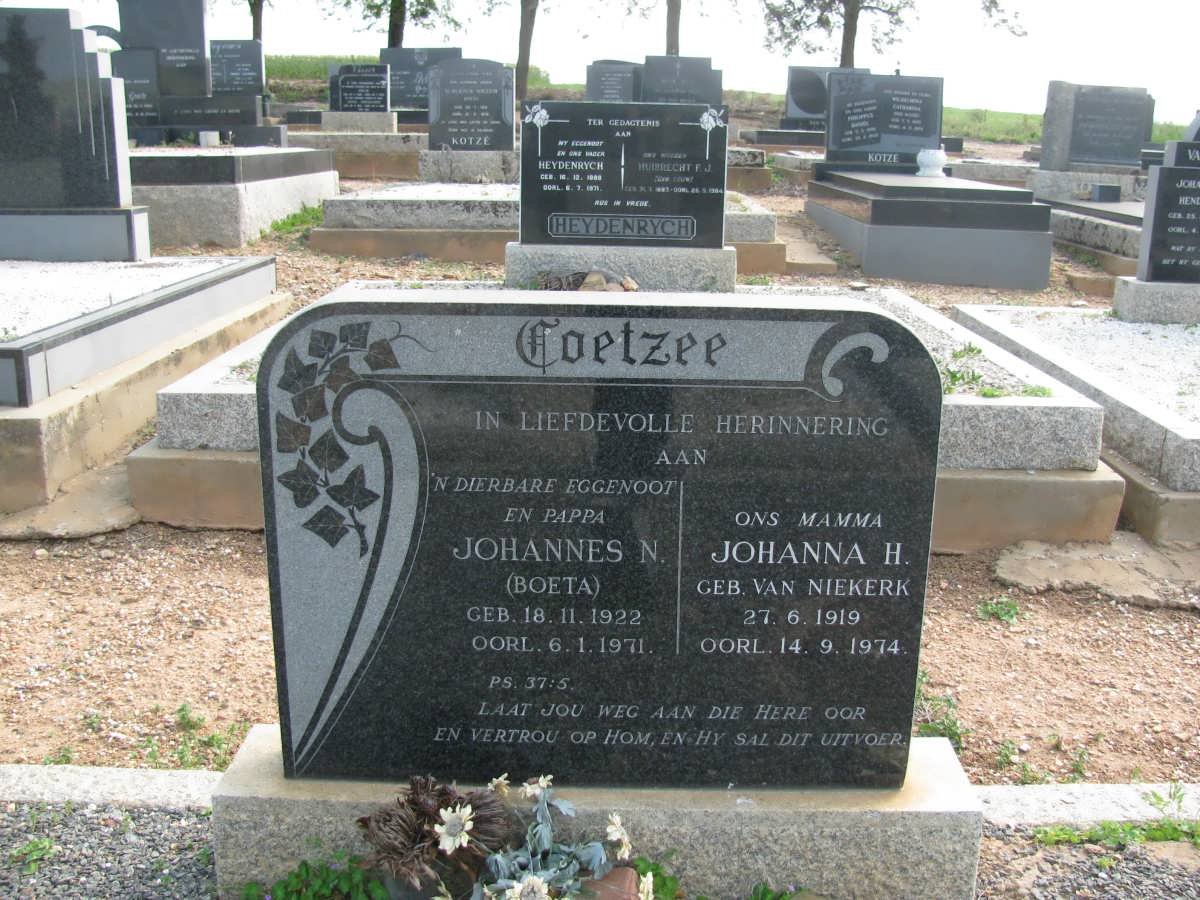 COETZEE Johannes N. 1922-1971 &amp; Johanna H. VAN NIEKERK 1919-1974