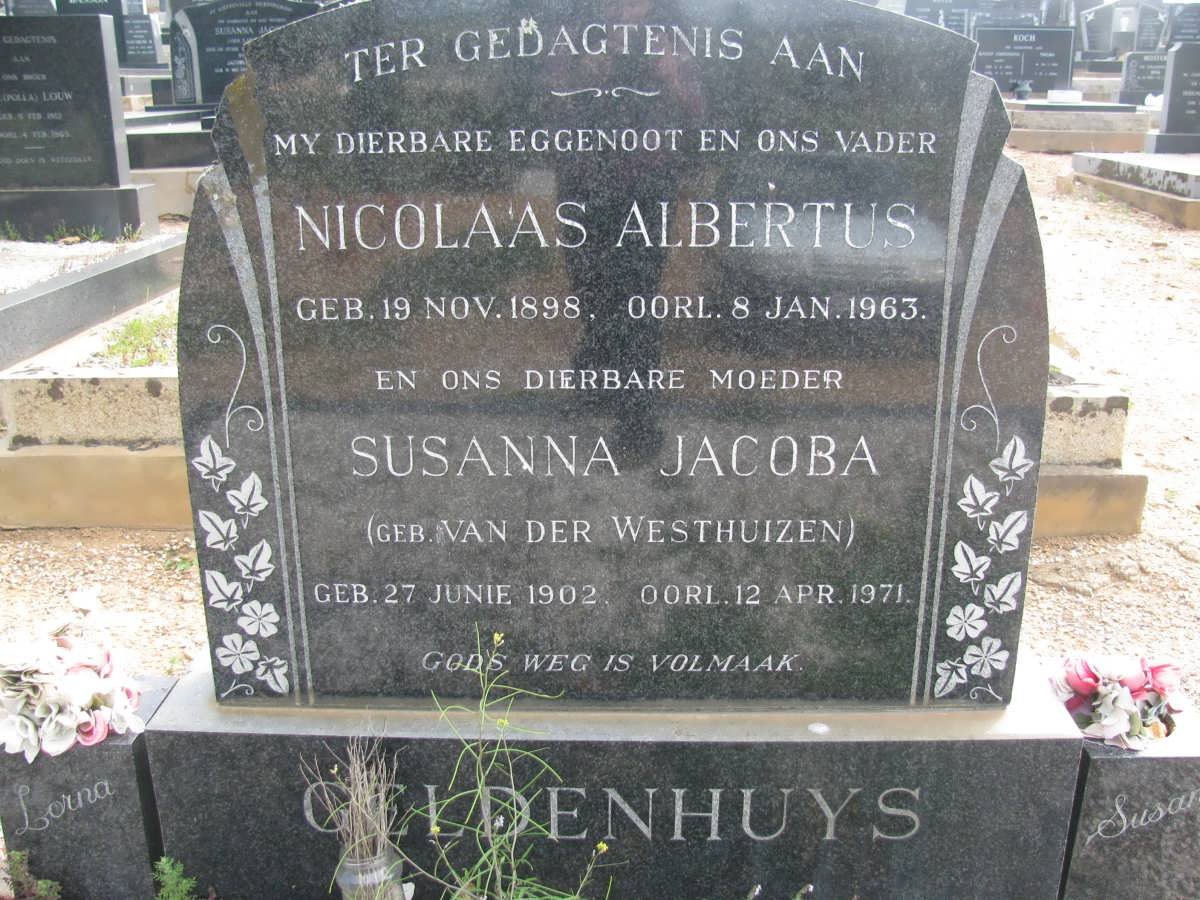 GELDENHUYS Nicolaas Albertus 1898-1963 &amp; Susanna Jacoba VAN DER WESTHUIZEN 1902-1971
