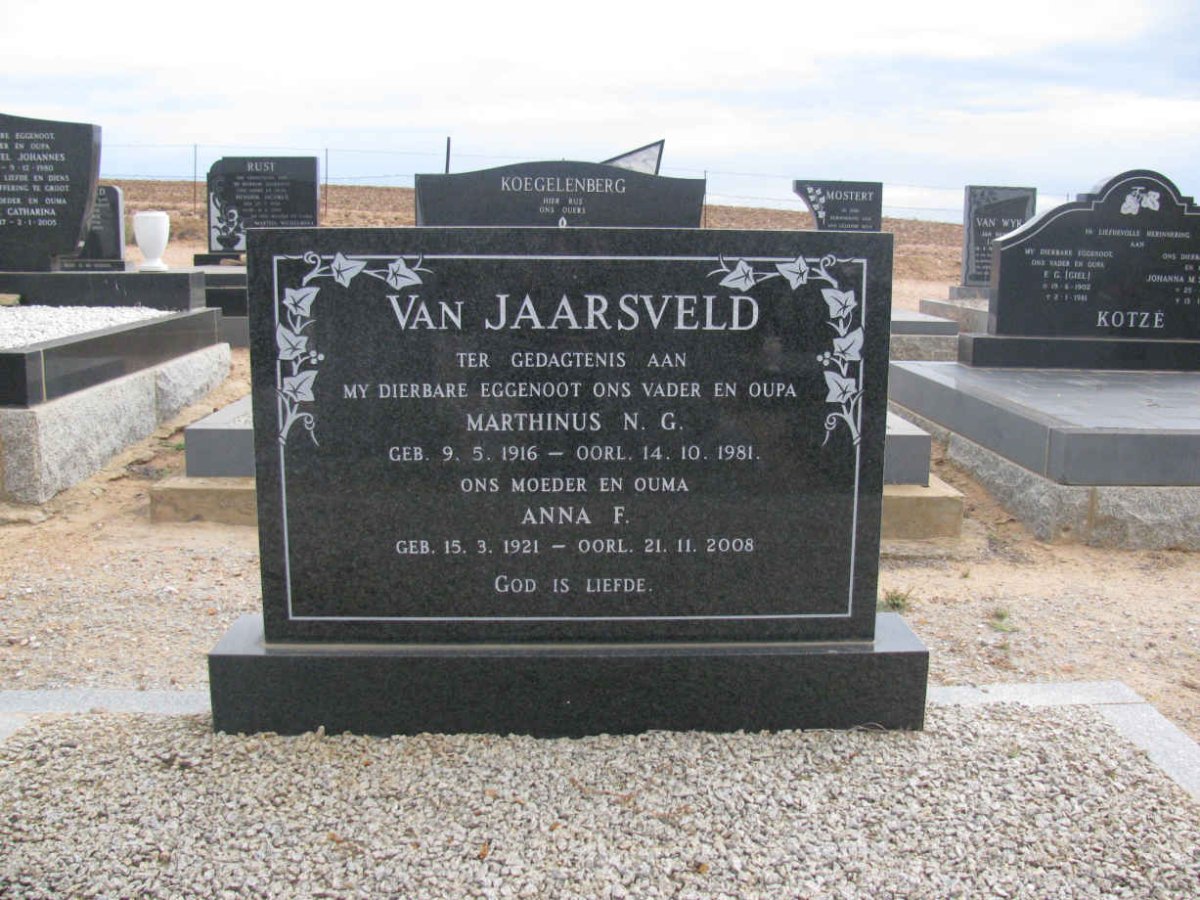 JAARSVELD N.G., van 1916-1981 en Anna F. 1921-2008
