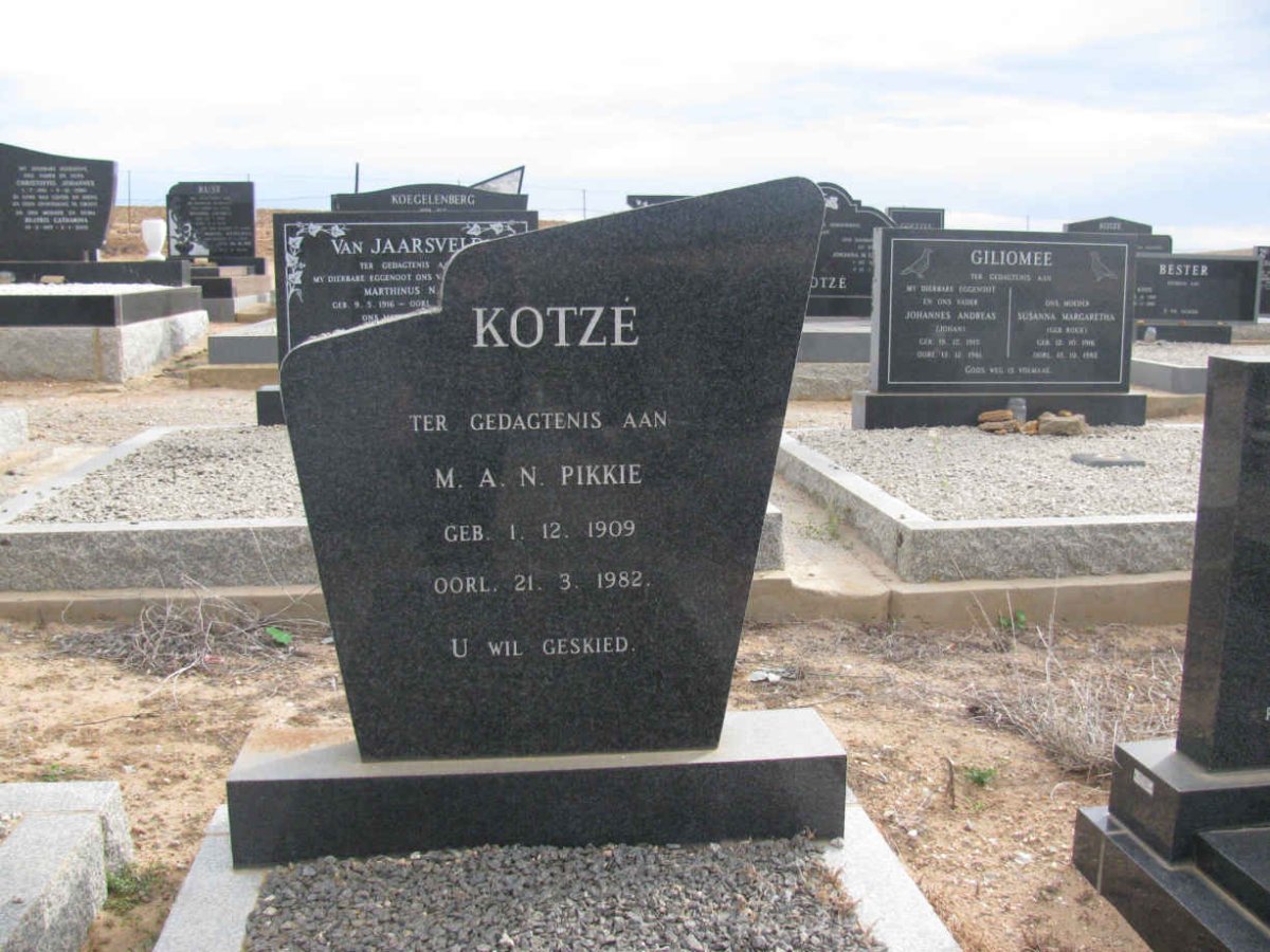 KOTZÉ M.A.N 1909-1982
