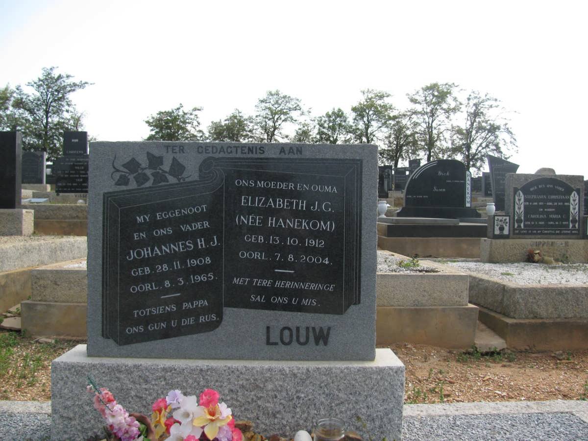 LOUW Johannes H.J 1908-1965 &amp; Elizabeth J.G. HANEKOM 1912-2004