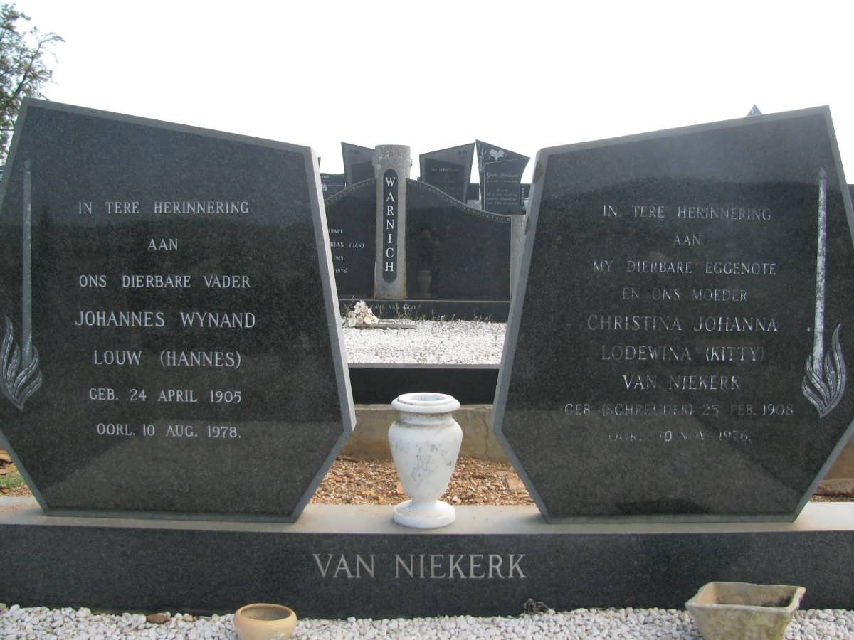 NIEKERK Johannes Wynand Louw, van 1905-1978 &amp; Christina Johanna Lodewina SCHREUDER 1908-1976