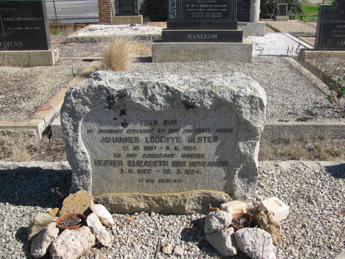 BESTER Johannes Lodewyk 1887-1955 &amp; Hester Elizabeth HUYSAMEN 1889-1984