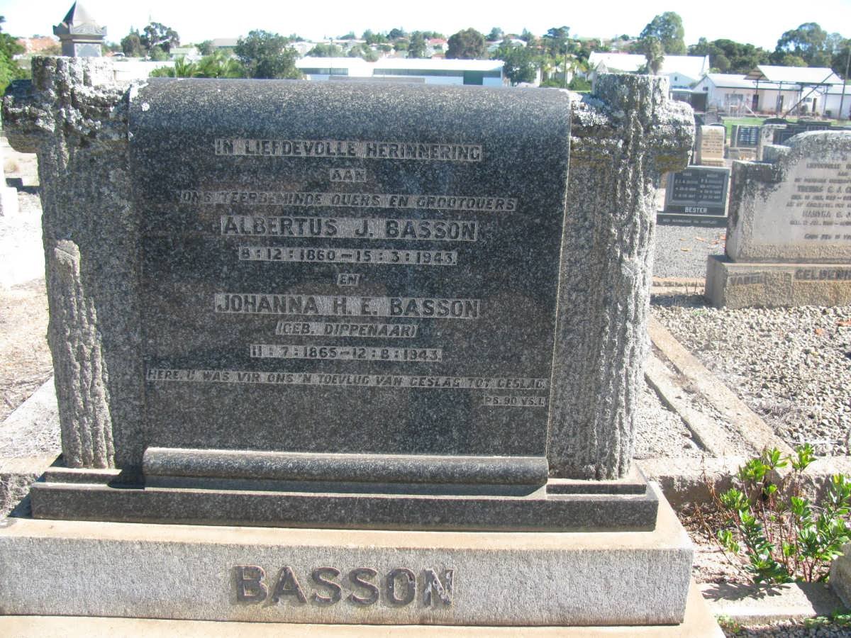 BASSON Albertus J.1860-1943 &amp; Johanna H.E. DIPPENAAR 1865-1943