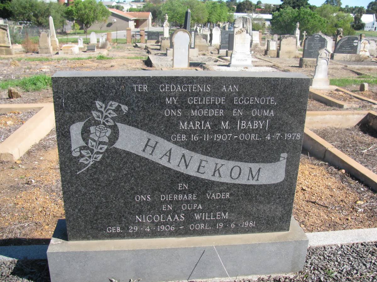 HANEKOM Nicolaas Willem 1906-1981 &amp; Maria M. 1907-1978