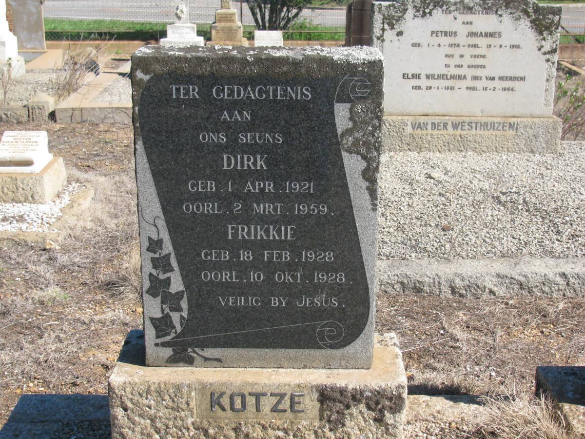 KOTZE Dirk 1928-1928 :: KOTZE Frikkie 1921-1959