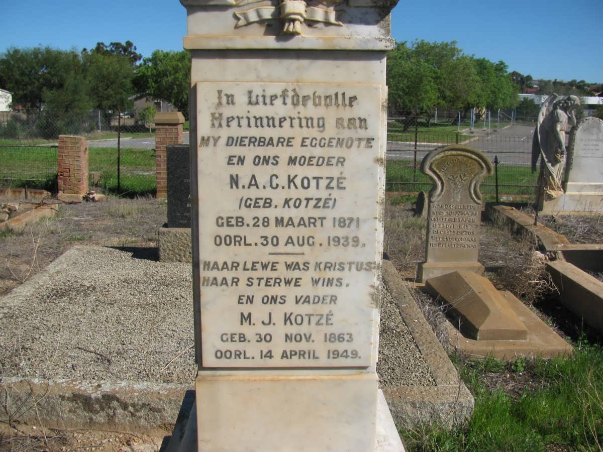 KOTZE M.J. 1863-1949 &amp; N.A.C. KOTZE 1871-1939
