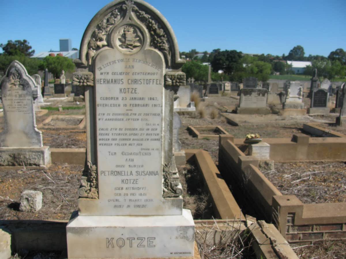 KOTZE Hermanus Christoffel 1867-1917 &amp; Petronella Susanna KITSHOFF 1881-1939