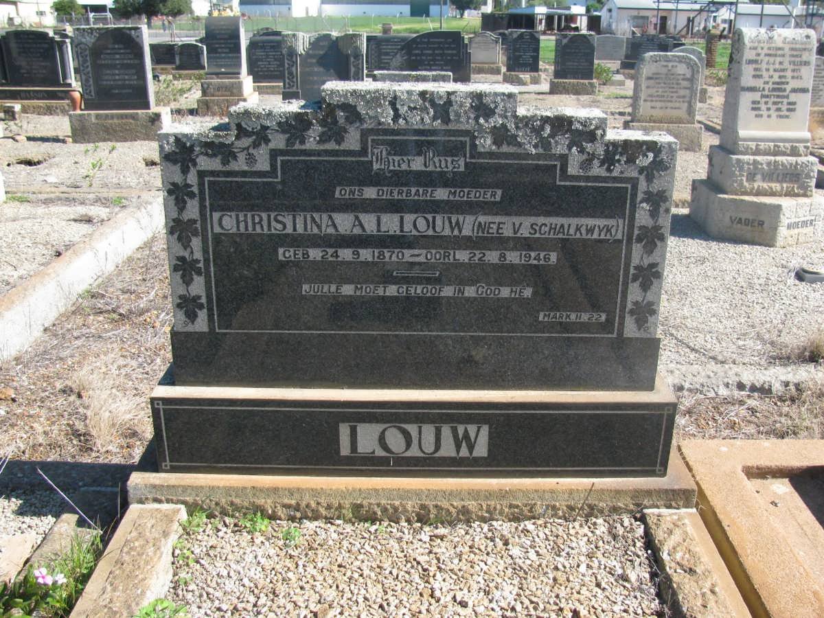 LOUW Christina A.L. nee VAN SCHALKWYK 1870-1946