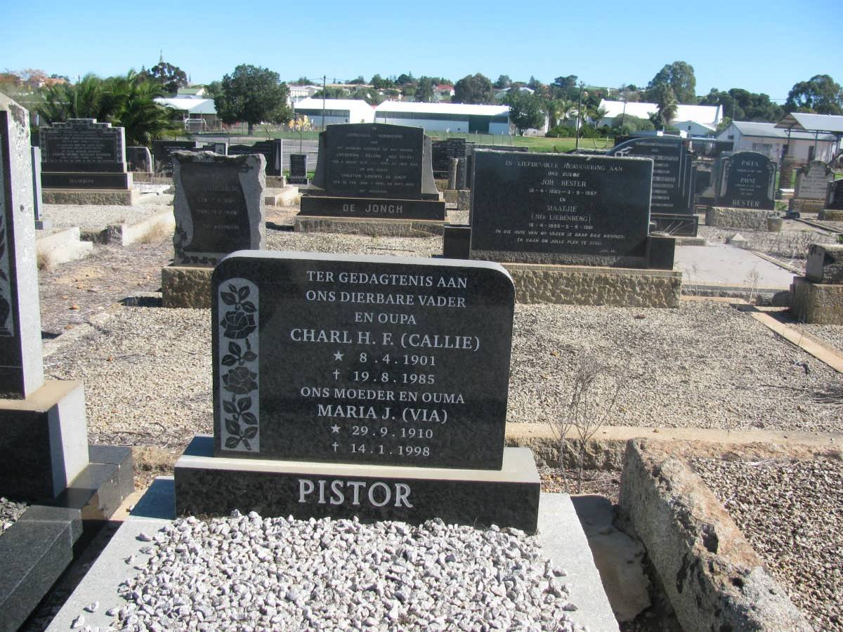 PISTOR Charl H.F. 1901-1985 &amp; Maria J. 1910-1998