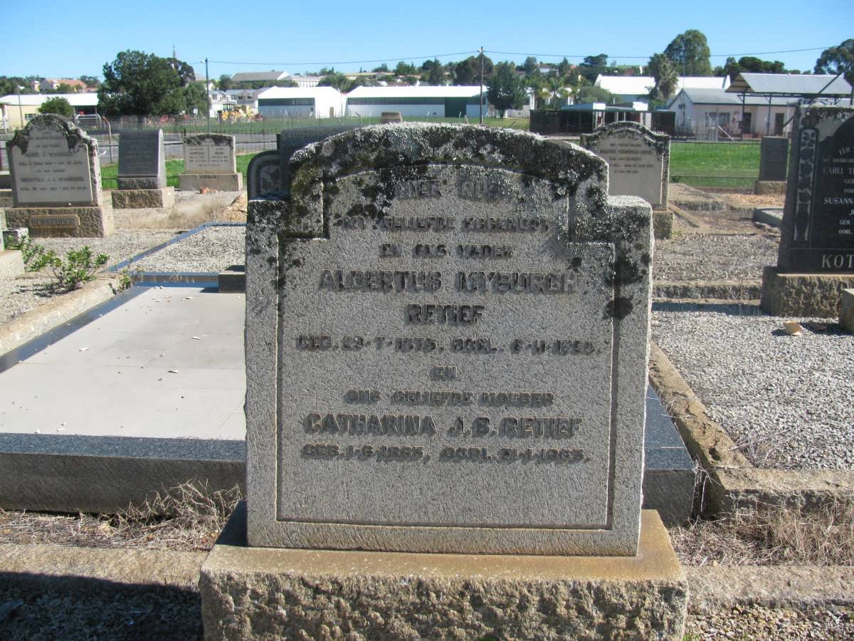 RETIEF Albertus Myburgh 1875-1950 &amp; Catharina J.B.1883-1963