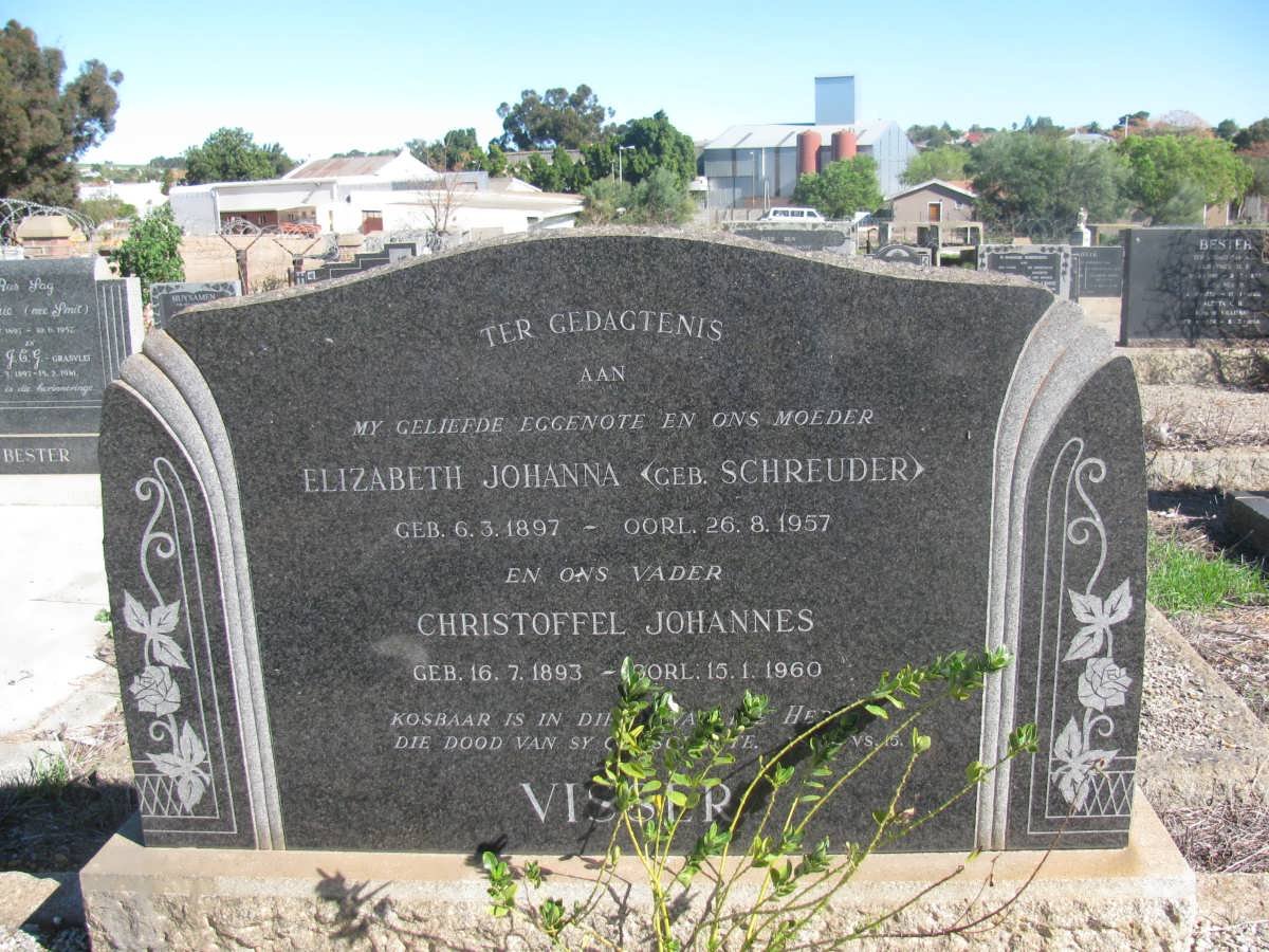 VISSER Christoffel Johannes 1893-1960 &amp; Elizabeth Johanna SCHREUDER 1897-1957