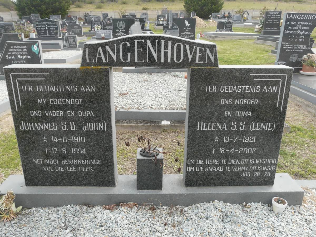LANGENHOVEN Johannes S.B. 1910-1994 &amp; Helena S.S. 1921-2002