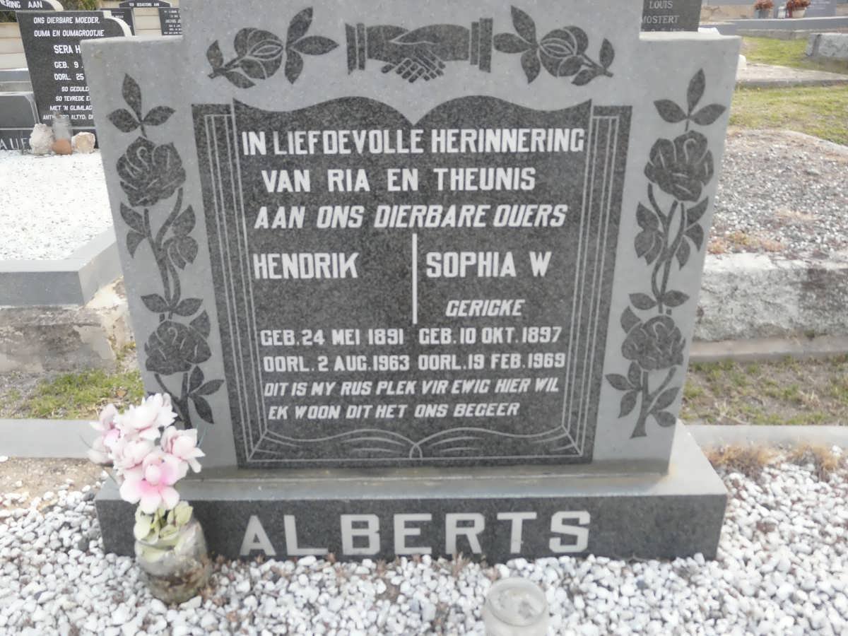 ALBERTS Hendrik 1891-1963 &amp; Sophia W. GERICKE  1897-1969