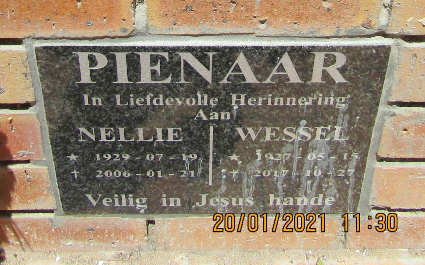 PIENAAR Wessel 1927-2017 &amp; Nellie 1929-2006
