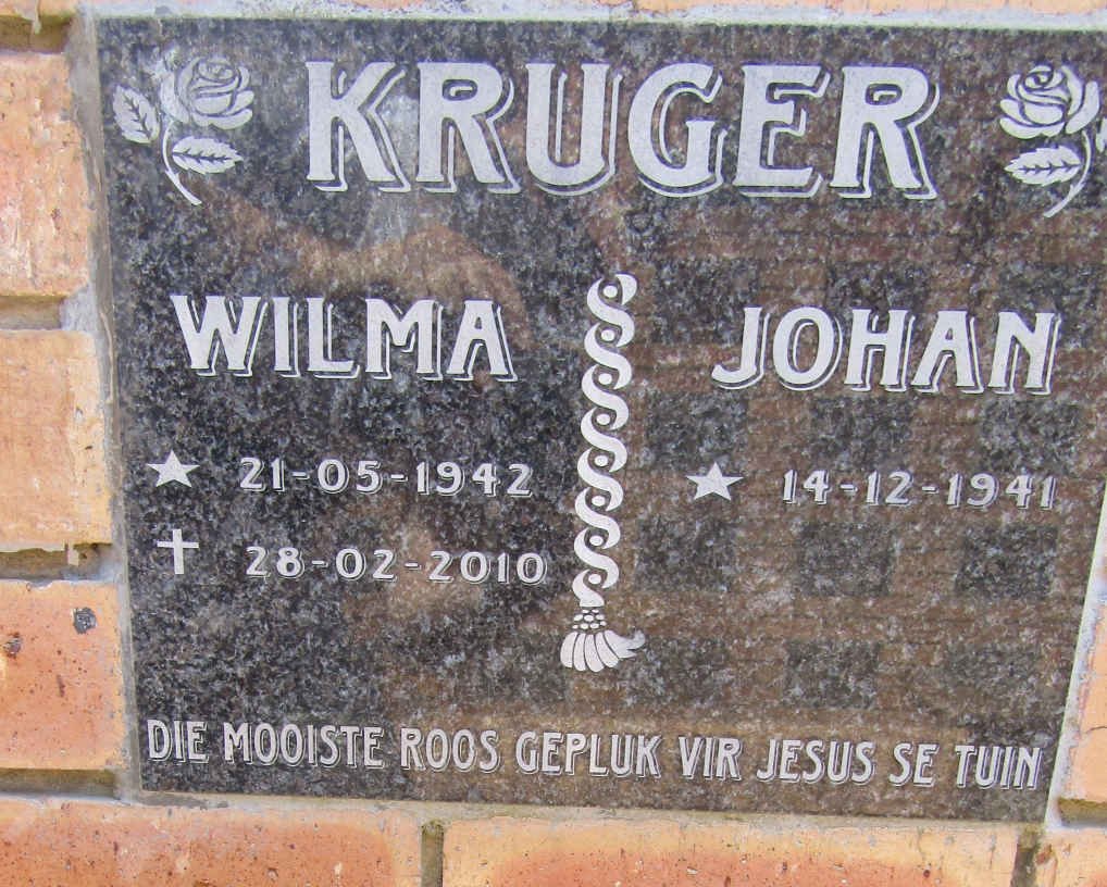 KRUGER Johan 1941- &amp; Wilma 1942-2010