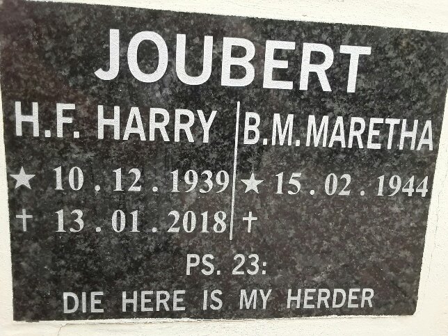 JOUBERT H.F. 1939-2018 &amp; B.M. 1944-