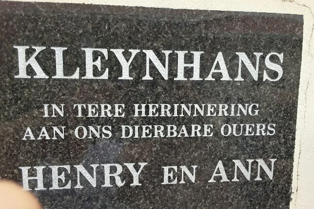 KLEYNHANS Henry &amp; Ann
