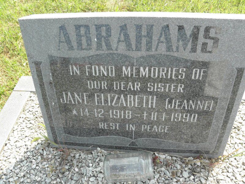 ABRAHAMS Jane Elizabeth 1918-1990