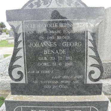 BENADE Johannes Georg 1911-1961