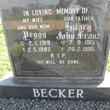 BECKER Hilary John Franz 1915-1995 &amp; Peggy 1919-1985