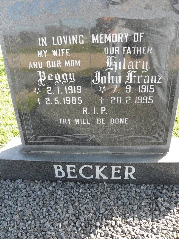 BECKER Hilary John Franz 1915-1995 &amp; Peggy 1919-1985