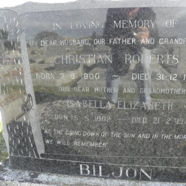 BILJON Christian Roberts 1900-1965 &amp; Isabella Elizabeth 1902-1975