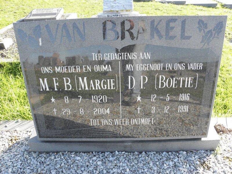BRAKEL D.P., van 1916-1991 &amp; M.F.B. 1920-2004